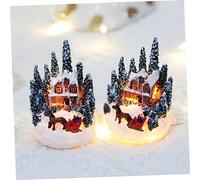 Cabilock Décoration de Noël Maison Lumineuse Résine Village de Noël Lumineux pour Centre de Table Ornement Dhiver Décor et