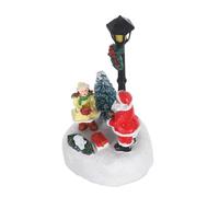 Cabilock Décoration de Noël Résine avec LED Santa Claus et Lampadaire Lumineux Centre de Table Festif pour Fêtes Hiver Ornement Léger et Résistant pour Cheminée et Étagère