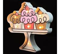 Cabilock Décoration Lumineuse Gâteau LED Rétro en Fer pour Mur Restaurant | Applique Décorative, Enseigne Publicitaire, Alimentation 2 Piles Aa, pour Vitrines, Portes et Boulangeries
