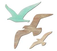 Cabilock Décoration Murale Bois 3pcs Mouette pour Beach House Style Méditerranéen, Art Mural de Maison de Plage Installation Facile et Design Naturel pour Salon