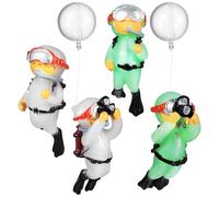 Cabilock Décorations Flottantes pour Aquarium en Caoutchouc Souple, Lot de 4 Plongeurs Lumineux pour Décoration de Réservoir à Poissons et Aménagement D'aquarium