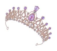 Cabilock Diadème Couronne en Alliage de Zinc Strass Doré et Violet pour Garçon et Filles Accessoire de Tête Léger pour Demoiselle d'Honneur et Anniversaire Bandeau Orné de Cristaux pour