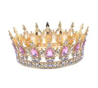 Cabilock Diadème de Reine Rose en - Couronne Princesse Dorée Tour Complet 15 cm pour Mariage et Anniversaire