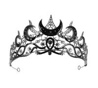 Cabilock Diadème Lune et Étoiles Noir avec Strass pour Mariage et Cosplay | Structure Légère et Facile à Associer avec Chignons, Cheveux Lâchés ou Voiles pour Composer des Coiffures Expressives