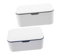 Cabilock Distributeur de Lingettes pour Bébé Lot de 2 Pièces Portable Boîte à Mouchoirs Pratique Couvercle en Plastique Bleu pour Poussettes et Usage Extérieur