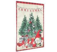 Cabilock Drapeau de Jardin de Noël en Lin Coton, Imprimé Double Face | Décor D’entrée et Fenêtre, Couleurs Solides, Motif Clair, pour Porte Standard et Cheminée