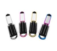 Cabilock Ensemble 4 Pcs Brosses à Cheveux Pliantes avec Miroir Intégré, Mini Peigne Pliable Portable en Plastique Dur, Couleurs Électrolytiques, pour Voyage et Paquet à Main,