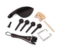 Cabilock Ensemble Accessoires Violon 15 Pièces en Ébène Noir Comprenant Cordier Mentonnière Pique Queue en Boyau et 4 Chevilles Kit Complet pour Réparation et Entretien Violon