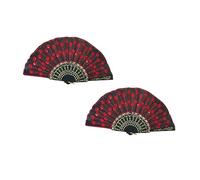 Cabilock Ensemble De 2 Éventails Pliables Brodés À Paillettes Uniques Et Élégants Rouges pour Décoration Dintérieur Spectacle Mariage