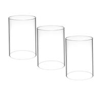 Cabilock Ensemble de 3 Abat-Jour Cylindriques en Verre Transparent pour Bougies, Haute Transparence et Usage Polyvalent, pour Décoration Intérieure