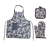 Cabilock Ensemble De 3 De Cuisine Et Tablier De Cuisine Maniques Tablier Plus Épais Et Résistant Aux Brûlures