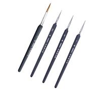 Cabilock Ensemble De 4 Pinceaux De Détail en Poils De Loup pour Peinture Aquarelle Taille 000/00/0/7 Pinceaux pour Artistes Et Débutants pour Peinture Miniature Et Détails Fins