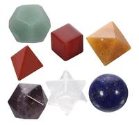 Cabilock Ensemble de 7 Pierres de Chakra Naturelles en Cristal Multicolore, Solides Platoniciens Géométriques Incluant Étoile Merkaba, pour Lithothérapie, Contemplation et Énergétique