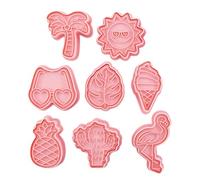 Cabilock Ensemble De 8 Emporte-pièces Flamants Roses Moules À Biscuits De Plage Moules À Biscuits À Pression Motifs Décoratifs Tropicaux De Palmiers