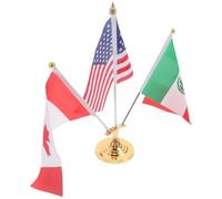 Cabilock Ensemble de Drapeaux de Bureau États-Unis Mexique Canada avec Mât en Métal Renforcé et Socle Stable Drapeaux d'Intérieur pour Réunions Événements et Bureau - Mini Support