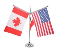 Cabilock Ensemble de Drapeaux de Table États-Unis Canada et Mexique avec Mât en Acier Inoxydable et Socle Métallique Drapeaux de Bureau Miniatures pour Décoration Professionnelle et