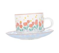 Cabilock Ensemble de Tasse à Thé en Verre Tulipe de 180ml Design Ergonomique et Style Simple Après-midi Thé Élégant