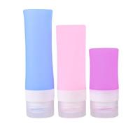 Cabilock Ensemble de Voyage en Silice 3 Bouteilles Cylindriques Rechargeables Légères et Économes en Espace pour Cosmétiques et Lotions en Différentes Couleurs