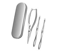 Cabilock Ensemble D'ustensiles Cuisine Boîte de Rangement Argentée en Acier Inoxydable Cuisine Pinces Pratiques et Réutilisables pour Crabe et Coquillages