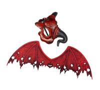 Cabilock Ensemble Masque de Démon Rouge et Ailes en Tissu Non Tissé Confortable et Respirant pour Fêtes D'halloween et Performances Cosplay