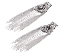 Cabilock Épaulettes à Franges et Pompons Argentées 2 Pcs, Décoration D'épaulettes, Accessoires Mode Femmes, pour Vestes Automne-hiver, Style Glands Élégants