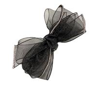 Cabilock Épingle à Cheveux Nœud Organza Chic Noir Petite Taille Femme Filles Tenue Mariage Élégante