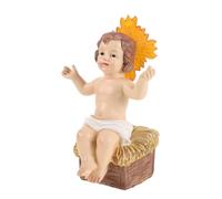 Cabilock Figurine Bébé Lumineuse en Résine, Décor de Noël | Peinte à Main, pour Bureau et Église, Ornement Religieux, Ambiance Festive, Collection Saisonnière