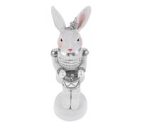 Cabilock Figurine Casse-Noisette Lapin Soldat 17 Cm en Résine Argentée - Décoration de Pâques et Printemps pour Centre de Table, Ornements Festifs et Souvenirs Lapin Décor Intérieur
