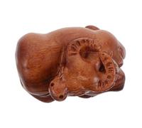 Cabilock Figurine De Taureau Bois Sculpté Main Astrologie Chinoise pour Décoration Maison Bureau Voiture Ornement Rustique Feng Shui