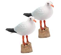Cabilock Figurines de Mouette Réalistes, Lot de 2, Plastique Robuste, Décoration de Jardin et Intérieure, Ornement Oiseaux pour Table Bureau Salon, Statue D’Animal Sauvage Décorative