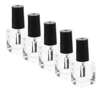 Cabilock Flacons de Vernis à Ongles Vides 5ml Lot de 5 en Verre Transparent avec Pinceau Intégré, Forme Carrée, Légers et Pratiques pour Voyage et Nail Art DIY