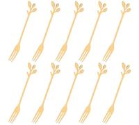 Cabilock Fourchettes Escargot Forme Feuille Lot de 10 en Acier Inoxydable Doré Légères et Faciles à Nettoyer, pour Desserts et Cocktails la Maison