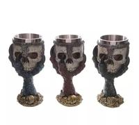 Cabilock Gobelet D'halloween en Résine et Acier Inoxydable, Verre à Vin Créatif de Crâne, pour Maison et Bureau, Design Unique et Original