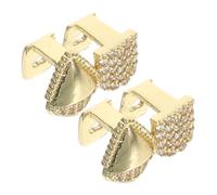 Cabilock Grilles Dents Vampire 2pcs Cuivre Or, Fête Halloween | Bijoux Dentaires Légers à Finition Miroir, Zircons Scintillants, Installation Facile, pour Costume et Cosplay