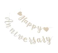 Cabilock Guirlande de Mariage Pré-assemblée en Papier Coloré, Bannière Joyeux Anniversaire pour Fête D’anniversaire de Mariage, Décorations Solide et Réutilisables pour Célébration