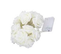 Cabilock Guirlande Lumineuse LED à Piles 20 Lampes Rose Blanche en PVC et Cuivre, Mode Fixe Portable pour Décoration Fête et Noël