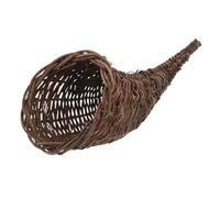 Cabilock Handwoven Cornucopia Basket Wall Hanging Flowerpot Autumn Fall Decoration for Thanksgiving Christmas Table Centerpiece Rustic Woven Plant Holder