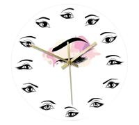 Cabilock Horloge Murale Beauté Salon Design Moderne Décoratif pour Studio Cils et Sourcils Pendule Murale Esthétique sans Piles Cadeau Pratique pour Esthéticiennes