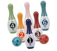 Cabilock Jeu de Bowling pour Garçon et Filles D’intérieur, Kit Moyen 6 Quilles Colorées Numérotées et 2 Boules Légères en Plastique, Éducatif pour Développer Motricité et Reconnaissance