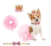 Cabilock Jolie Robe en Tulle Rose pour Chien Couronne Créative, Confortable et Élégante, pour Promenade et Fête d'anniversaire de Votre Animal de Compagnie