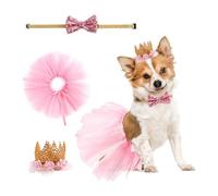 Cabilock Jupe d'anniversaire pour Chien en Tissu Léger Confortable Attache Créative et Couronne Élégante pour Fête et Promenade