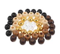 Cabilock Kit 120 Perles Rondes en Bois Naturel Brun Foncé et Perles Acryliques Transparentes pour Création de Bijoux DIY Accessoires Macramé et Décorations de Noël Matériel pour