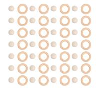 Cabilock Kit de 75 Perles Perles en Bois Naturel Brut et Anneaux en Bois pour Artisanat pour Macramé Création de Bijoux et Couronnes Décoratives DIY Matériel Loisirs Créatifs