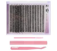 Cabilock Kit Extension de Cils Rose pour Application Autonome avec Colle, Pince à Épiler Incurvée et Accessoires Pratiques, Portable et Réaliste Maquillage