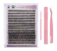 Cabilock Kit Extension de Cils Soi-même avec Pince Courbée, Faux Cils Réalistes en Segments pour Application Facile, Accessoires Complets pour Usage Personnel Rose