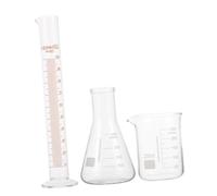 Cabilock Kit Scientifique de Verrerie en Verre 250 Ml Comprenant Bécher Gradué, Erlenmeyer Conique et Cylindre Gradué 100 Ml pour Expériences Précises en Laboratoire, École Cuisine