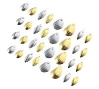 Cabilock Lames Métalliques pour Fabrication Leurres Pêche 400 Pcs - Palettes Spinnerbait Dorées et Argentées 13x6, 11x7, 12x5, 15x11 Mm - Accessoires Résistants Anti-Abrasion