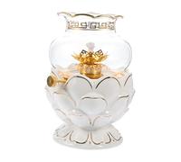 Cabilock Lampe De Lotus Bouddhiste Plus Chaud Lanterne Lampe à Piles Dirigé Soleil Lampe à Beurre De Bureau Brûleur à Cire Bougie Chauffe-Plat Vacillant Cool Paraffine Blanche Un Verre