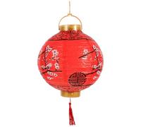 Cabilock Lanterne en Papier Pliable Rouge Motif Prunier, Décorative Suspendue sans Pile, Petit Abat-Jour pour Fête, Décoration de Jardin et Anniversaire, Lanterne Japonaise Traditionnelle