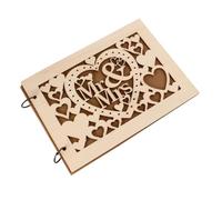 Cabilock Livre d'Or pour Mariage en Bois Creux Style Cœur Carnet de Signature Élégant 20 Pages Carnet de Notes Créatif pour Invités Décoration Fête Romantique et Souvenir Précieux